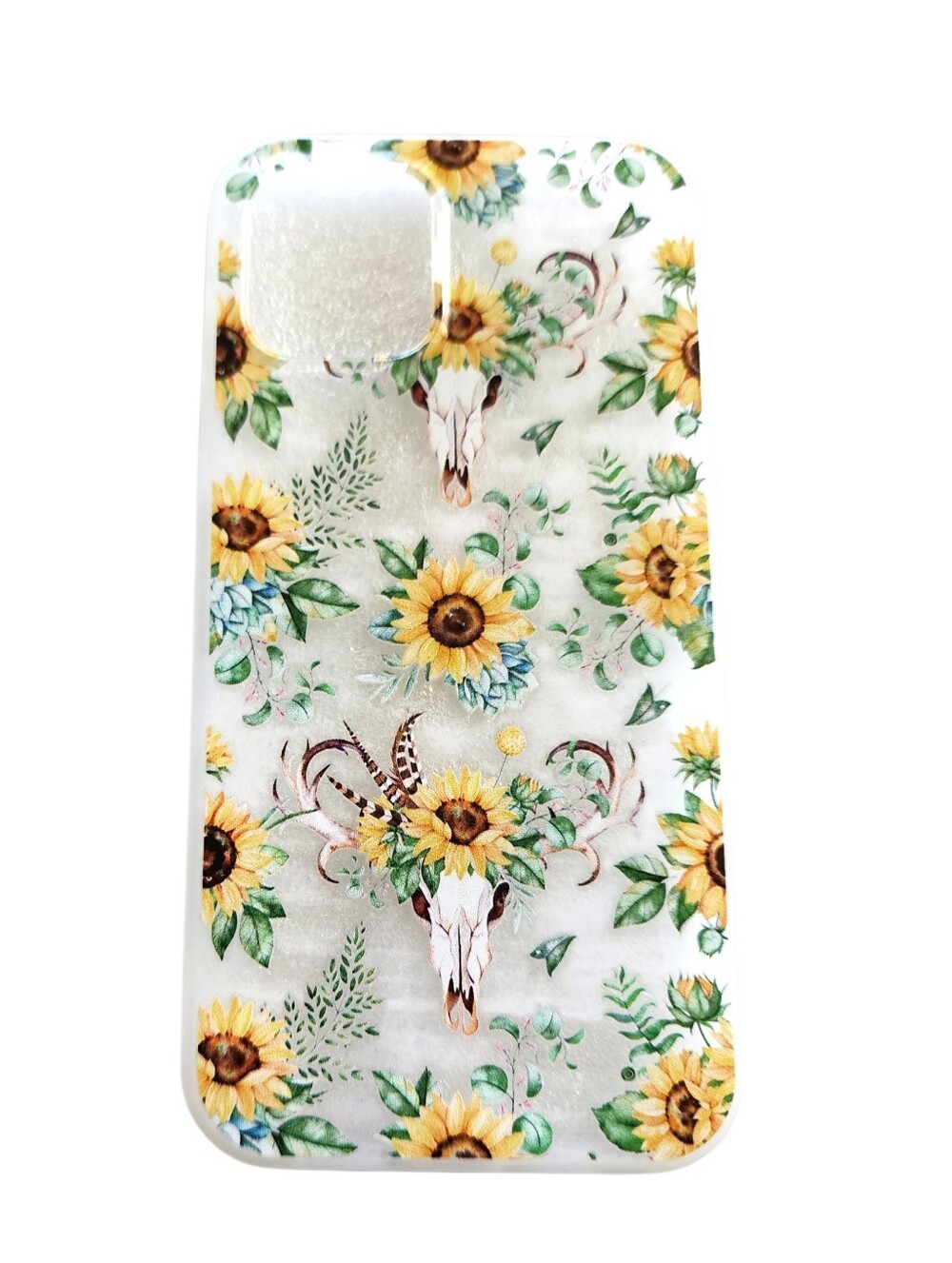 iPhone 12 Pro Sunflower & Longhorn Skull Silicone Phone Case